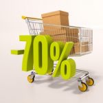 Shopping Cart And 70 Percent Stock Photo