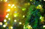 Close Up Christmas Tree With Wire White Light Background Stock Photo