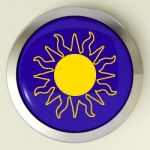 Sunny Button Means Hot Weather Or Sunshine Stock Photo