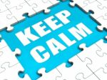 Keep Calm Puzzle Shows Calmness Relax And Composed Stock Photo