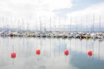 Yachts And Boats In Marina Stock Photo