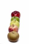 Row Of Fresh And Healthy Apple Variety Stock Photo