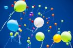 Colorful Balloons In The Sky Stock Photo