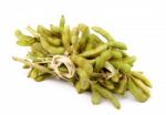 Green Soybeans Isolated On A White Background Stock Photo