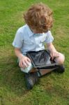 Little Boy On Ipad Stock Photo