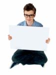 teenage Boy Showing Empty board Stock Photo