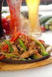 Original Fajita Sizzling Hot  On Iron Plate Stock Photo