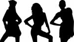 Silhouettes Of Fashion Girls Stock Photo