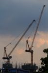 Construction Site With Crane And Building Stock Photo