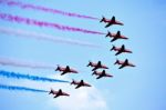 Red Arrows Formation Stock Photo