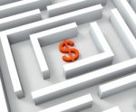 Dollar Sign In Maze Shows Dollars Credit Stock Photo