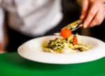 Tossed Salad With Nice Garnish Stock Photo