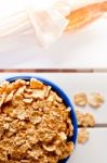 Cornflakes In A Blue Bowl Stock Photo