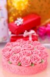 Cake And Gift Boxes Stock Photo