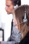 Customer Executives With Headphone Stock Photo