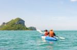 Mother And Daughter On Kayak Stock Photo