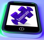 Innovate On Smartphone Showing Creative Ideas Stock Photo