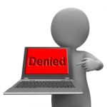 Denied Laptop Showing Denial Deny Decline Or Refusals Stock Photo