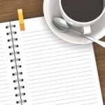 3d Rendering Cup Of Coffee On Blank Notebook Stock Photo