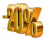 3d Gold 20 Twenty Percent Discount Sign Stock Photo