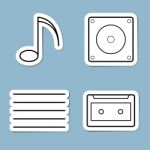 Music Line Icon Set Stock Photo