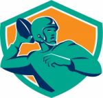 American Football Quarterback Qb Shield Retro Stock Photo