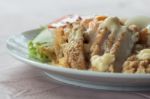 Chicken Salad Topped With Cream Stock Photo