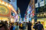 Seoul - March 20: Myeong-dong Market Is Large Shopping Street In Seoul.photo Taken On March 20,2016 In Seoul,south Korea Stock Photo