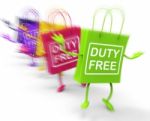 Duty Free Shopping Bags Show Tax Exempt Discounts Stock Photo