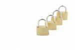 Golden Closed Padlocks On White Stock Photo