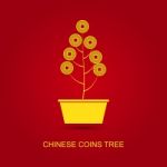  Chinese Coins Tree Pot Stock Photo