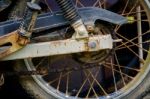 Old Motorcycle Parked On The Wayside Stock Photo