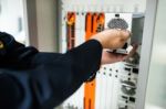 Fix Network Switch In Data Center Room Stock Photo