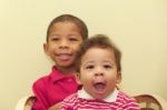 Portrait Of Two African Brothers.  Focus In The Front Kid Stock Photo