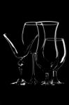 Beverage Glassware On Black Background Stock Photo