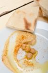 Hummus With Pita Bread Stock Photo