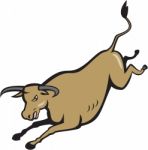 Texas Longhorn Bull Jumping Cartoon Stock Photo