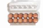 Eggs Inside Cardboard Package Stock Photo