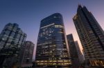 Perspective And Underside Angle View Of Modern Skyscrapers Stock Photo