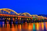 Hangang Bridge At Night In Seoul, South Korea Stock Photo