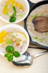 Hearty Middle Eastern Chickpea And Barley Soup Stock Photo