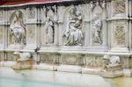 Sienna, Tuscany/italy - May 18 : Detail Of The Fountain In The M Stock Photo