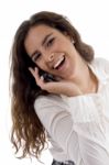 Young Woman Talking On Cell Phone Stock Photo