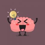 Brain Character Has A Great Idea Stock Photo