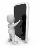 Online Character Indicates World Wide Web And Telephone 3d Rende Stock Photo