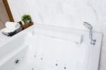 Modern Jacuzzi Bathtub Stock Photo