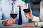 Business People Enjoying Wine, Cropped Image Stock Photo