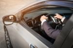 Portrait Of A Young Handsome Businessman Driving A Luxury Sports Stock Photo