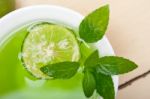 Mint Infusion Tea Tisane With Lime Stock Photo