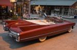 Old Vintage Brown Car At Night Market, Srinakarin Road Stock Photo